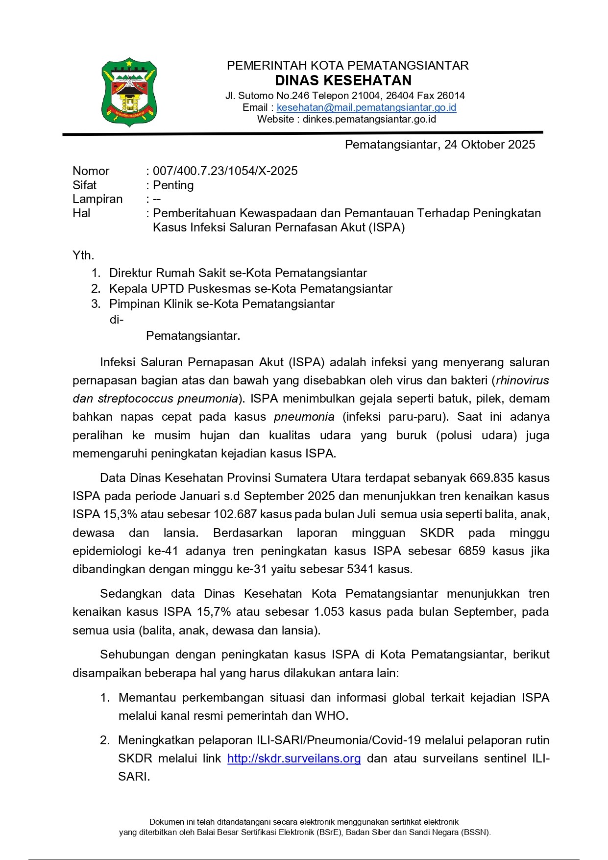 Waspada ISPA, masyarakat dihimbau terapkan PHBS dan CTPS..